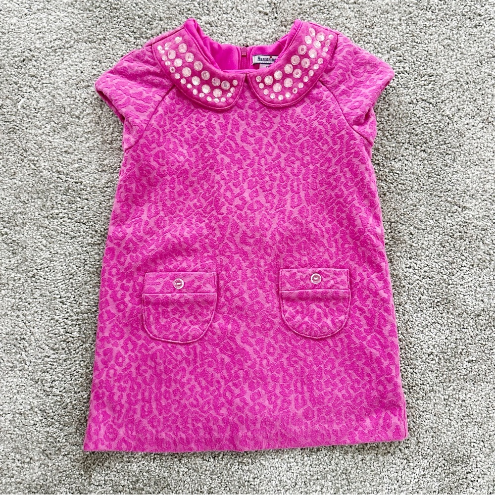 Hartstrings Pink Leopard Rhinestone Dress